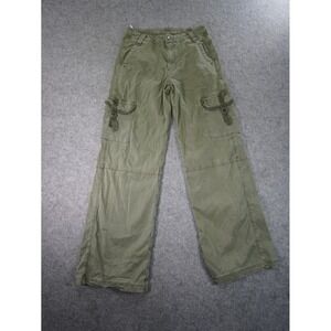 AE American Eagle Cargo Pants Women's 0 Super High Rise Baggy Wide Leg Green Y2K
